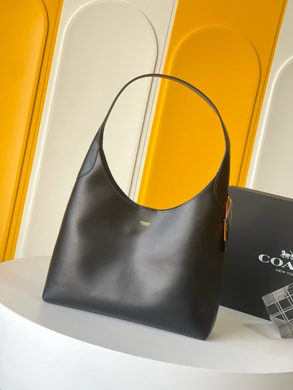 Coach Black Leather Shoulder Hobo with Gold Accent💗